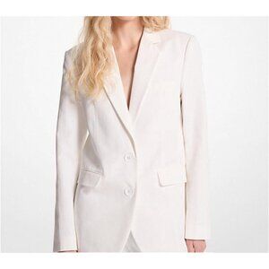 NEW! Zara Two Button Blazer Jacket Cotton White SZ M